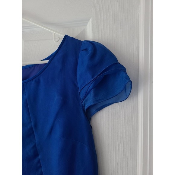 Phoebe Couture Electric Blue Silk Ruffle Dress 6 - Picture 2 of 8